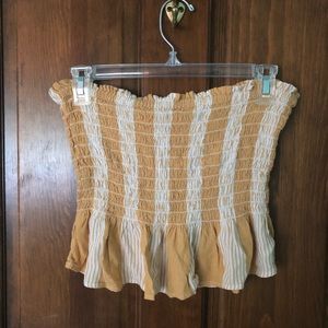 yellow + white striped tube top